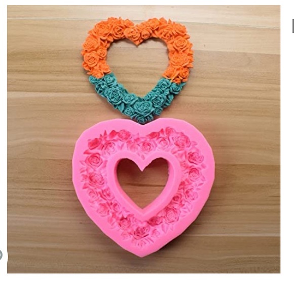 Rose Heart Wreath Fondant Chocolate Candy Silicone Mold Cake Decorating Baking - Picture 3 of 8